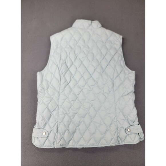 Eddie Bauer Quilted Vest Womens Large Light Blue Premium Goose Down Floral Zip - Picture 7 of 10
